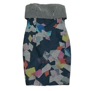 Trina Turk Black White colorful digital print Sleeveless Sheath Dress size 4